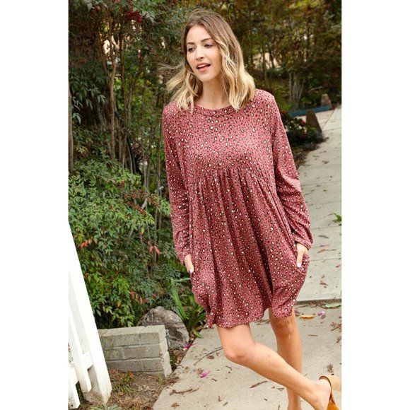 Leopard Babydoll Swing Dress with Pockets - Picture 4 of 7